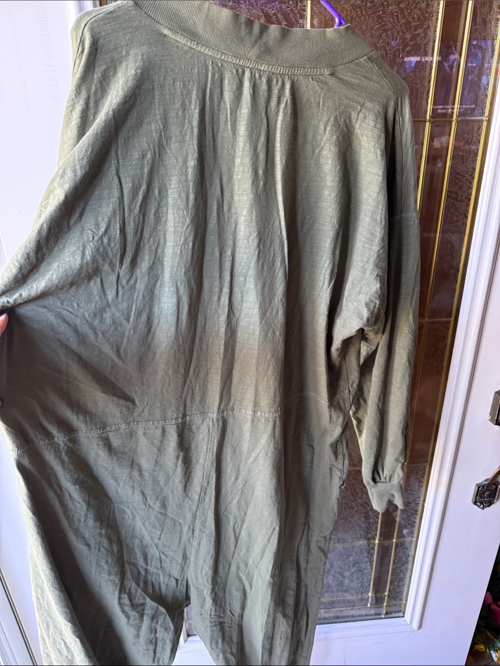 Free People Olive Green V-Neck Long-Sleeve Jumpsuit    JUST BECAUSE ONSIE! - Picture 9 of 12
